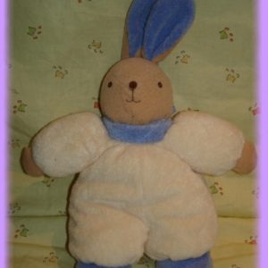 Doudou Lapin Blanc Cassé et Mauve Ajéna