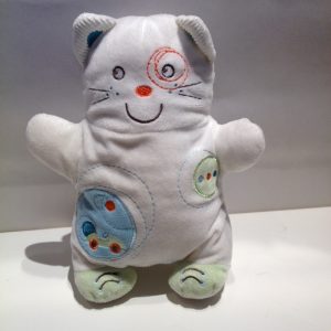 Doudou Chat Blanc Broderie Voiture Nicotoy