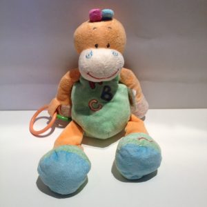 Doudou Dinosaure Orange et Vert Broderie ABC Doukidou