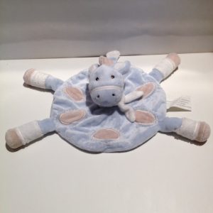 Doudou Ane Plat Rond Bleu et Blanc Kimbaloo