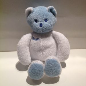 Doudou Ours Blanc et Bleu 28 cm Musti Mustela