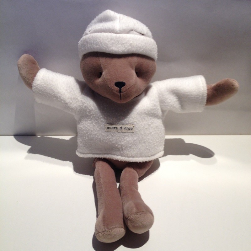 Doudou Ours Polaire Marron et Blanc Sucre d Orge – Image 2