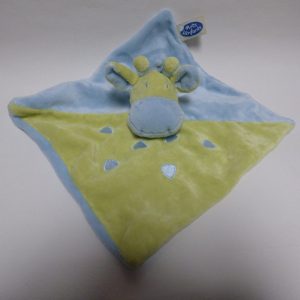 Doudou Vache Plat Vert et Bleu Mots d’Enfants
